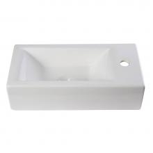 Alfi Trade AB108 - Small White Modern Rectangular Wall Mounted Ceramic Bathroom Sink Basin