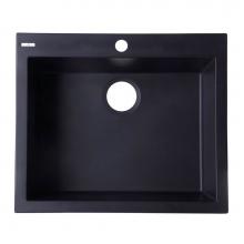 Alfi Trade AB2420DI-BLA - Black 24'' Drop-In Single Bowl Granite Composite Kitchen Sink