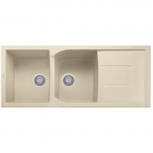 Alfi Trade AB4620DI-B - Biscuit 46'' Double Bowl Granite Composite Kitchen Sink with Drainboard