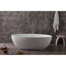 Alfi Trade AB9941 - 67'' White Oval Solid Surface Smooth Resin Soaking Bathtub