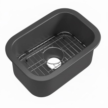 Alfi Trade ABF1319UD-GM - Small 13''x19'' Rectangle Fireclay Undermount or Drop In Prep Sink w Grid Incl