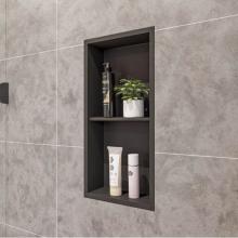 Alfi Trade ABNC1224-BLA - 12 x 24 Black Matte Stainless Steel Vertical Double Shelf Bath Shower Niche