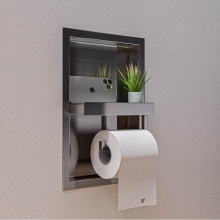 Alfi Trade ABTPN88-BSS - Brushed Stainless Steel Recessed Toilet Paper Holder Niche