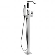 Alfi Trade AB2180-PC - Polished Chrome Single Lever Floor Mounted Tub Filler Mixer w Hand Held Shower Head