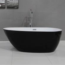 Alfi Trade AB8862 - 59 inch Black & White Oval Acrylic Free Standing Soaking Bathtub