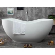 Alfi Trade AB9949 - 66'' White Solid Surface Smooth Resin Soaking Bathtub