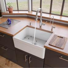 Alfi Trade AB506-W - White 26'' Decorative Lip Apron Single Bowl Fireclay Farmhouse Kitchen Sink
