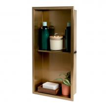 Alfi Trade ABNP1224-BG - 12'' x 24'' Brushed Gold PVD Stainless Steel Vertical Double Shelf Shower Nich