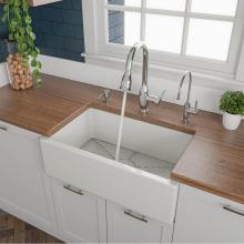 Alfi Trade AB3018HS-W - 30 inch White Reversible Smooth / Fluted Single Bowl Fireclay Farm Sink