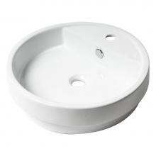 Alfi Trade ABC702 - ALFI brand ABC702 White 19'' Round Semi Recessed Ceramic Sink with Faucet Hole