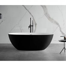 Alfi Trade AB9975BM - 59'' Black and White Matte Oval Solid Surface Resin Soaking Bathtub