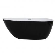Alfi Trade AB8862 - 59 inch Black & White Oval Acrylic Free Standing Soaking Bathtub