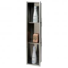 Alfi Trade ABN0836-BSS - 8 x 36 Brushed Stainless Steel Vertical Triple Shelf Bath Shower Niche