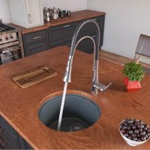 Alfi Trade AB1717UM-T - Titanium 17'' Undermount Round Granite Composite Kitchen Prep Sink