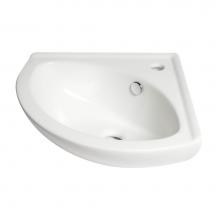 Alfi Trade ABC120 - White 22'' Corner Wall Mounted Ceramic Sink with Faucet Hole