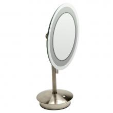Alfi Trade ABM9FLED-BN - ALFI brand  Brushed Nickel Tabletop Round 9'' 5x Magnifying Cosmetic Mirror with Li
