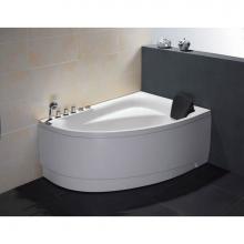 Alfi Trade AM161-L - EAGO AM161-L  5'' Single Person Corner White Acrylic Whirlpool Bath Tub - Drain on Left