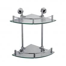 Alfi Trade AB9548 - Polished Chrome Corner Mounted Double Glass Shower Shelf Bathroom Accessory