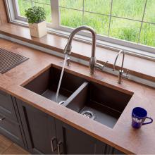 Alfi Trade AB3420UM-C - Chocolate 34'' Undermount Double Bowl Granite Composite Kitchen Sink