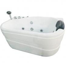 Alfi Trade AM175-L - EAGO AM175-L  5'' White Acrylic Corner Whirpool Bathtub - Drain on Left