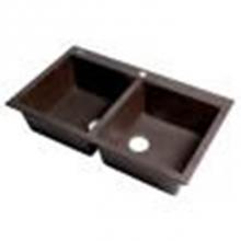 Alfi Trade AB3420DI-C - Chocolate 34'' Drop-In Double Bowl Granite Composite Kitchen Sink