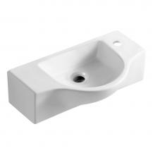 Alfi Trade ABC114 - White 18'' Small Wall Mounted Ceramic Sink with Faucet Hole