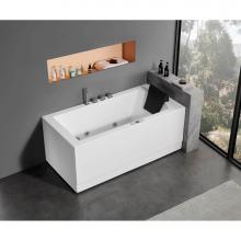 Alfi Trade AM154ETL-L5 - EAGO 1 5 ft Acrylic White Rectangular Whirlpool Bathtub w Fixtures