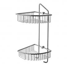 Alfi Trade AB9532 - Polished Chrome Corner Mounted Double Basket Shower Shelf Bathroom Accessory