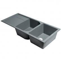 Alfi Trade AB4620DI-T - Titanium 46'' Double Bowl Granite Composite Kitchen Sink with Drainboard