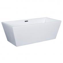 Alfi Trade AB8832 - 67 inch White Rectangular Acrylic Free Standing Soaking Bathtub