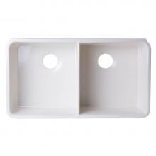 Alfi Trade AB512UM-B - 32 inch Biscuit Double Bowl Fireclay Undermount Kitchen Sink