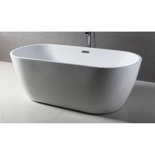 Alfi Trade AB8839 - 67 inch White Oval Acrylic Free Standing Soaking Bathtub