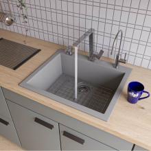 Alfi Trade AB2420DI-T - Titanium 24'' Drop-In Single Bowl Granite Composite Kitchen Sink