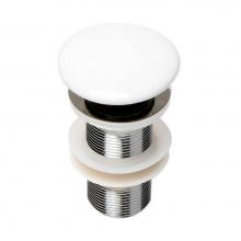 Alfi Trade AB8055-W - ALFI brand AB8055-W White Ceramic Mushroom Top Pop Up Drain for Sinks without Overflow