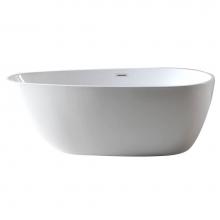 Alfi Trade AB8861 - 59 inch White Oval Acrylic Free Standing Soaking Bathtub