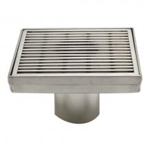 Alfi Trade ABSD55D - 5'' x 5'' Square Stainless Steel Shower Drain with Groove Lines