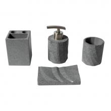 Alfi Trade ABCO1019 - 4 Piece Solid Concrete Gray Matte Bathroom Accessory Set