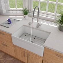 Alfi Trade AB511-W - White 30'' Decorative Lip Apron Single Bowl Fireclay Farmhouse Kitchen Sink