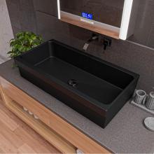 Alfi Trade AB36TRBM - 36'' Black Matte Above Mount Fireclay Bathroom Trough Sink