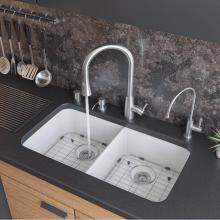 Alfi Trade AB512UM-W - 32 inch White Double Bowl Fireclay Undermount Kitchen Sink