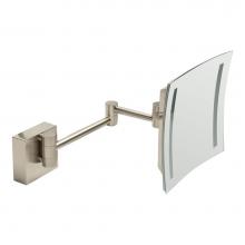 Alfi Trade ABM8WLED-BN - ALFI brand  Brushed Nickel Wall Mount Square 8'' 5x Magnifying Cosmetic Mirror with