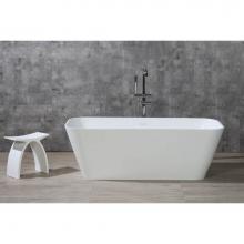 Alfi Trade AB9952 - 67'' White Rectangular Solid Surface Smooth Resin Soaking Bathtub