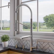 Alfi Trade ABKF3787-BN - Brushed Nickel Double Spout Commercial Spring Kitchen Faucet