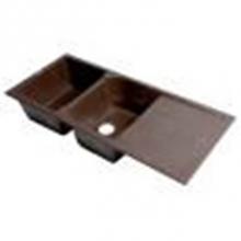 Alfi Trade AB4620DI-C - Chocolate 46'' Double Bowl Granite Composite Kitchen Sink with Drainboard