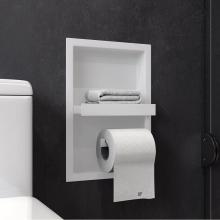 Alfi Trade ABTPNC88-W - White Matte Stainless Steel Recessed Shelf / Toilet Paper Holder Niche