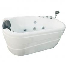 Alfi Trade AM175-R - EAGO AM175-R  5'' White Acrylic Corner Whirpool Bathtub - Drain on Right
