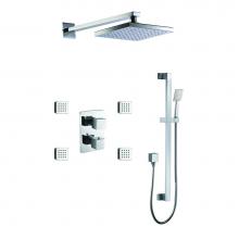 Alfi Trade AB2287-PC - Polished Chrome 3 Way Thermostatic Shower Set with Body Sprays