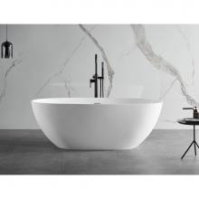 Alfi Trade AB9975 - 59'' White Oval Solid Surface Resin Soaking Bathtub