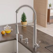 Alfi Trade AB2039S - Solid Stainless Steel Commercial Spring Kitchen Faucet with Pull Down Shower Spray