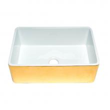 Alfi Trade ABHG3020SB - Hammered Gold/Fluted 30 inch Reversible Single Fireclay Farmhouse Kitchen Sink